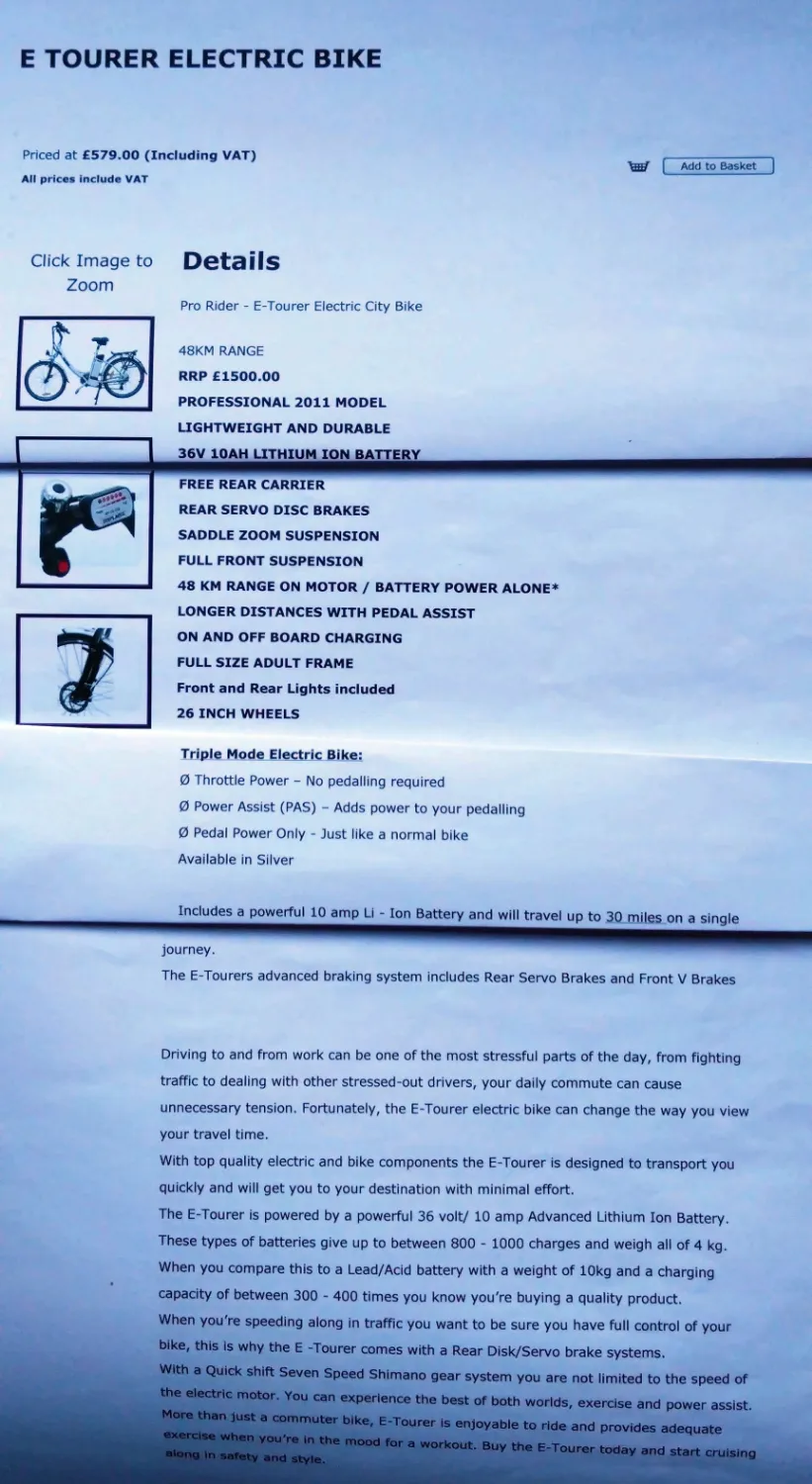 Pro Rider E-tourer electric city bike 2011 - Image 18